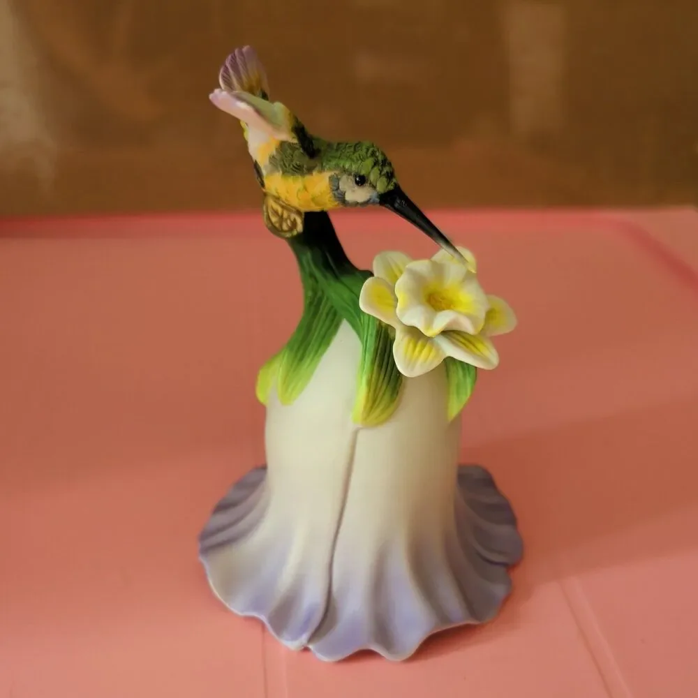 Vintage 2000 Avon Porcelain Hummingbird and Flower Bell Fine Collectible